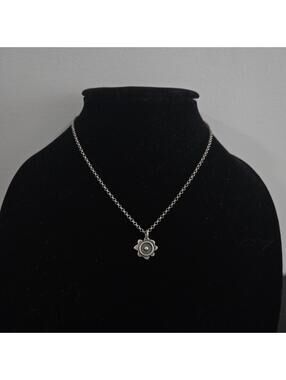 Vintage Sterling Silver Modernist Sunburst Pendant Necklace 925 Artisan